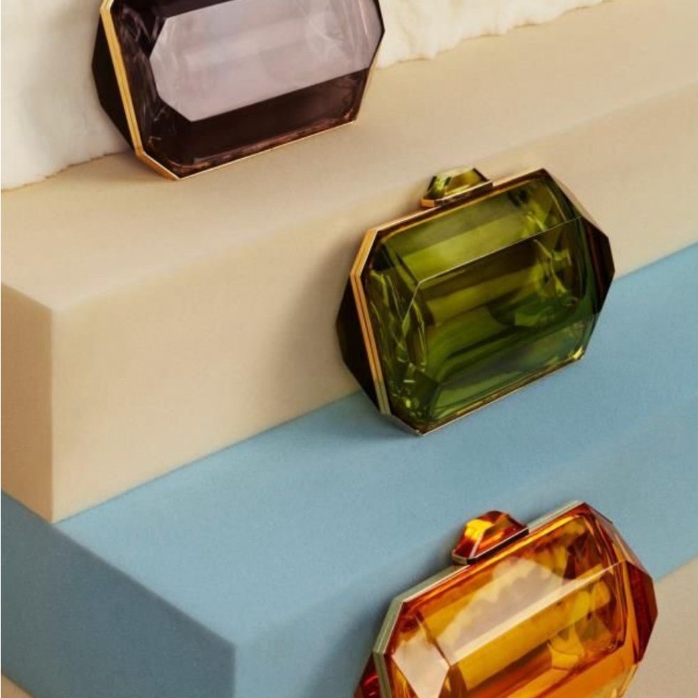 Stella McCartney Olive green acrylic clutch bag with gold-tone hardware $2570 - Picture 6 of 6